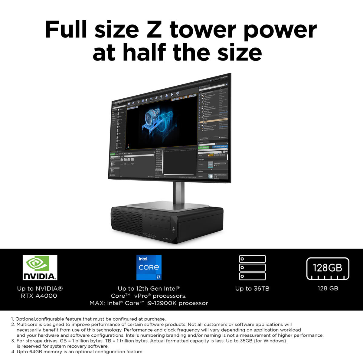 HP Z2 G9 WORKSTATION SFF Core™ i7-14700K 1TB SSD 32GB WIN11 Pro Keyboard Mouse BLACK - Image 5