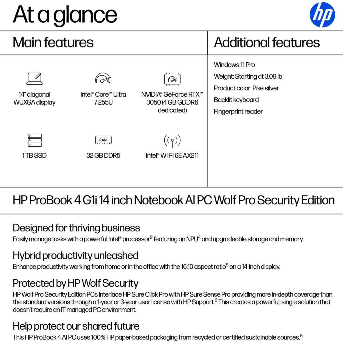 HP ProBook 4 G1 Core™ Ultra 7 255U 1TB SSD 32GB 14" (1920x1200) TOUCHSCREEN WIN11 Pro Backlit Keyboard FP Reader - Image 3