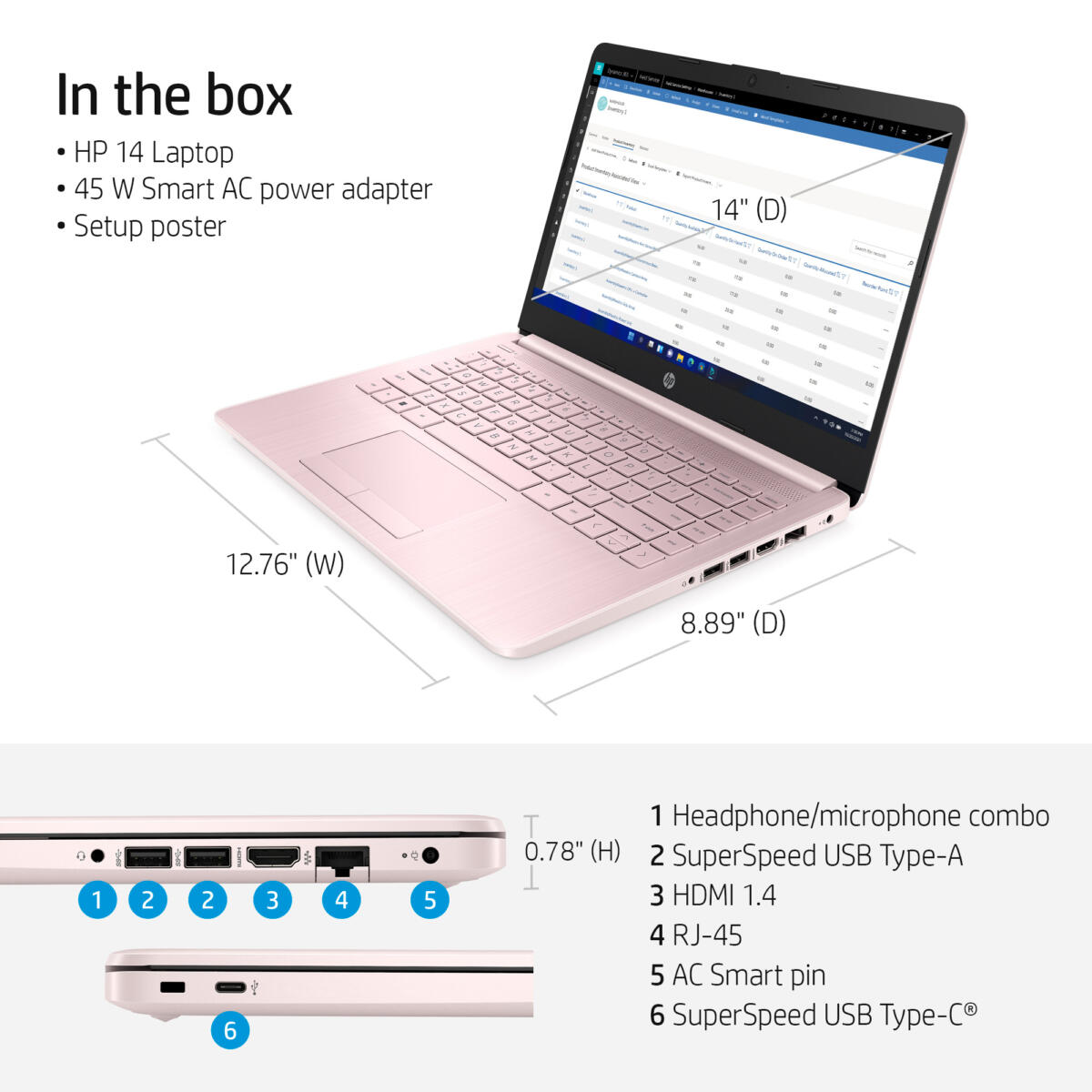 HP 14-CF2112 Celeron® N4120 64GB eMMC 4GB 14" (1366x768) WIN11 ROSE PINK - Image 2